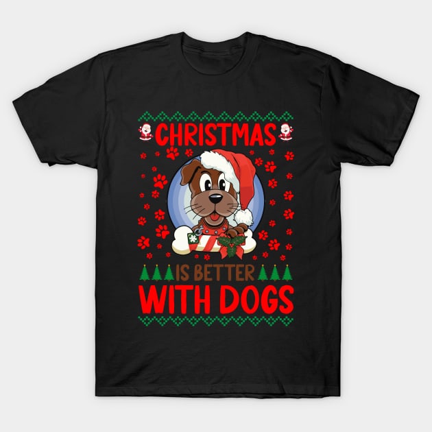 Christmas Is Better With Dogs T-Shirt by funkymonkeytees